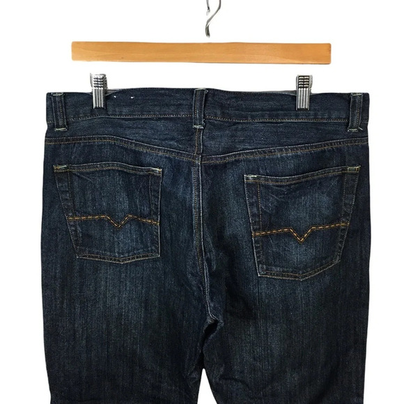 MJ144 Mens GUESS JEANS Whiskered Boot Cut Button Fly Denim Jeans 36x34 - Picture 5 of 7